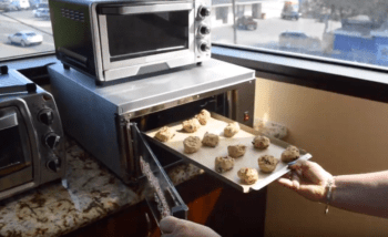 Baking cookies in a toaster oven.