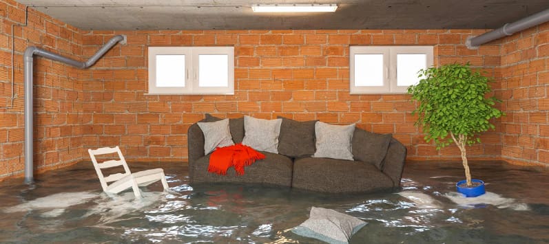 Basement damaged from flooding