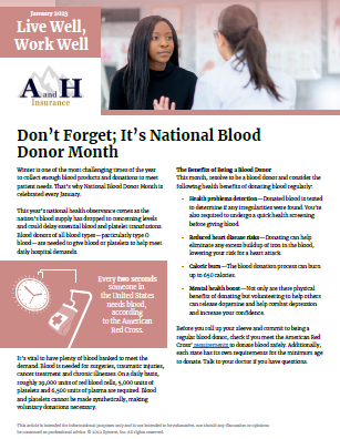 January 2023 national blood donation month