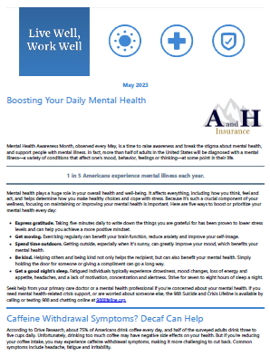 newsletter on boosting mental health