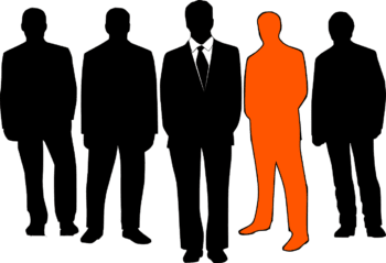 businessmen with one as scapegoat