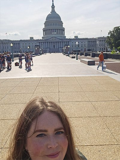 Lindsey outside the Capitol building