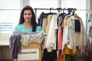 clothes donations in a box