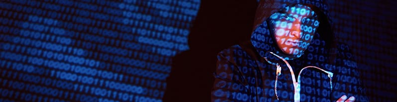 cyber hacker in hoodie