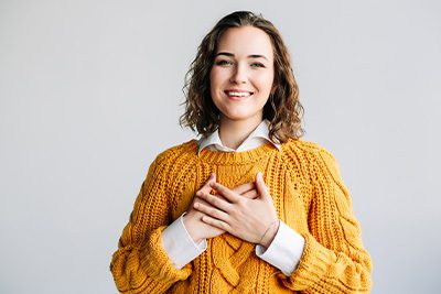 Woman expressing gratitude