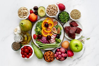 A variety of healthy whole foods