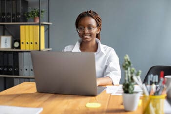 woman in a home workspace