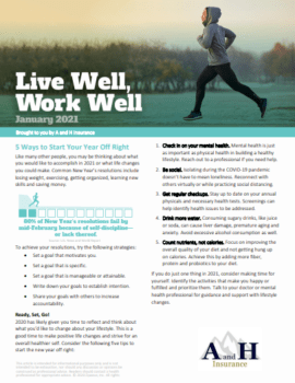 January 2021 live well newsletter