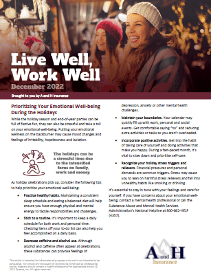 live well newsletter December 2022