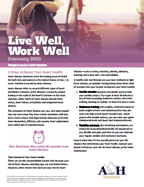 Live Well newsletter heart health