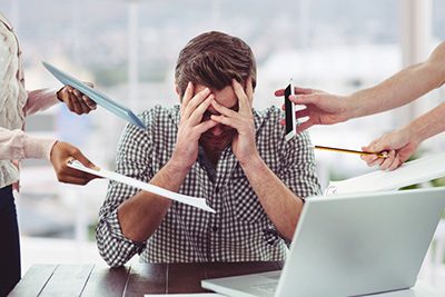 Overworked man at the office