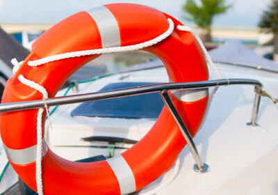 Speed boat with life preserver