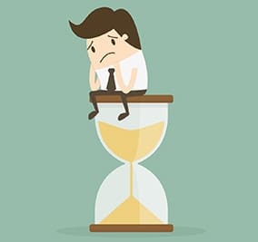 upset person on hourglass